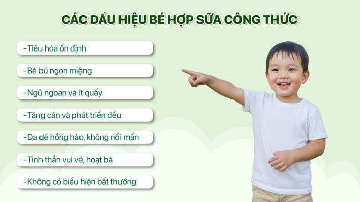 dau hieu bé hop voi sua