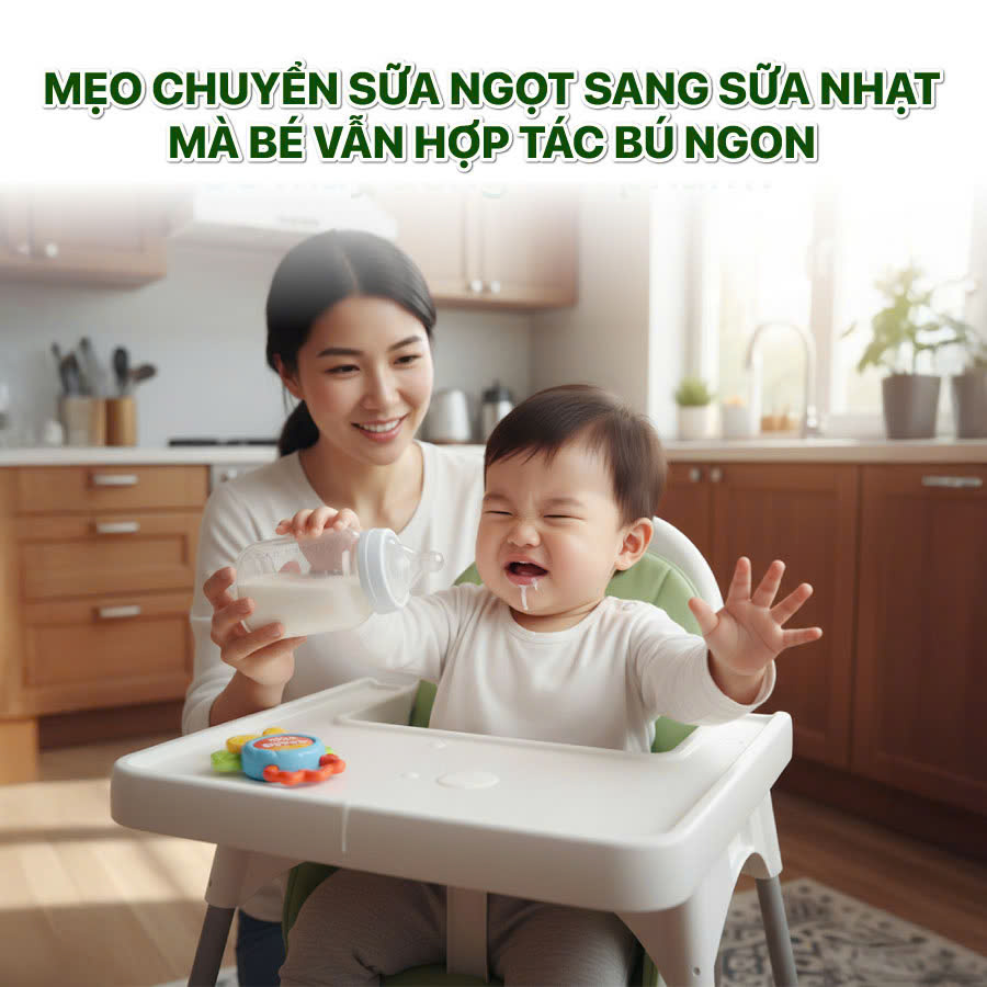mẹo chuyển sữa ngọt sang sữa nhạt mà bé vẫn hợp tác bú ngon