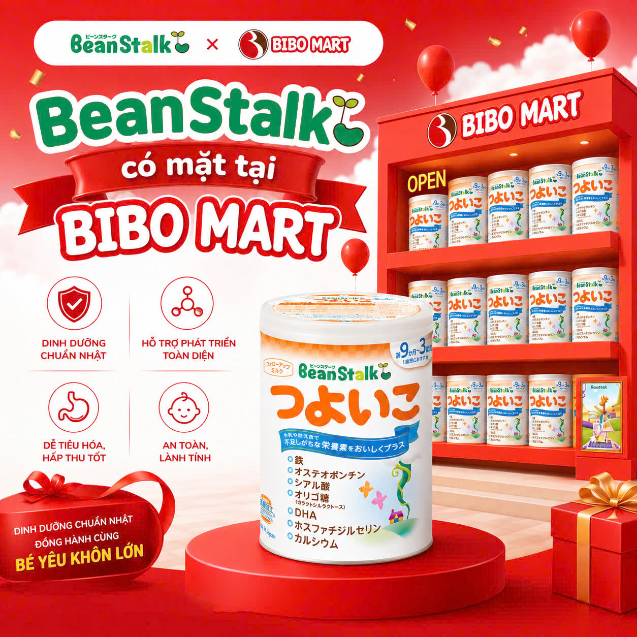 Bean Stalk có mặt tại Hệ Thống cửa hàng mẹ và bé BiboMart